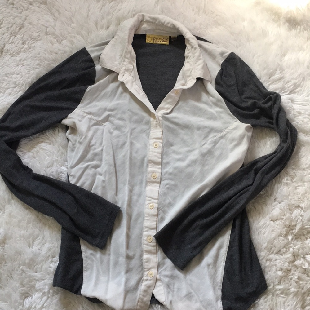 grey and cream button up